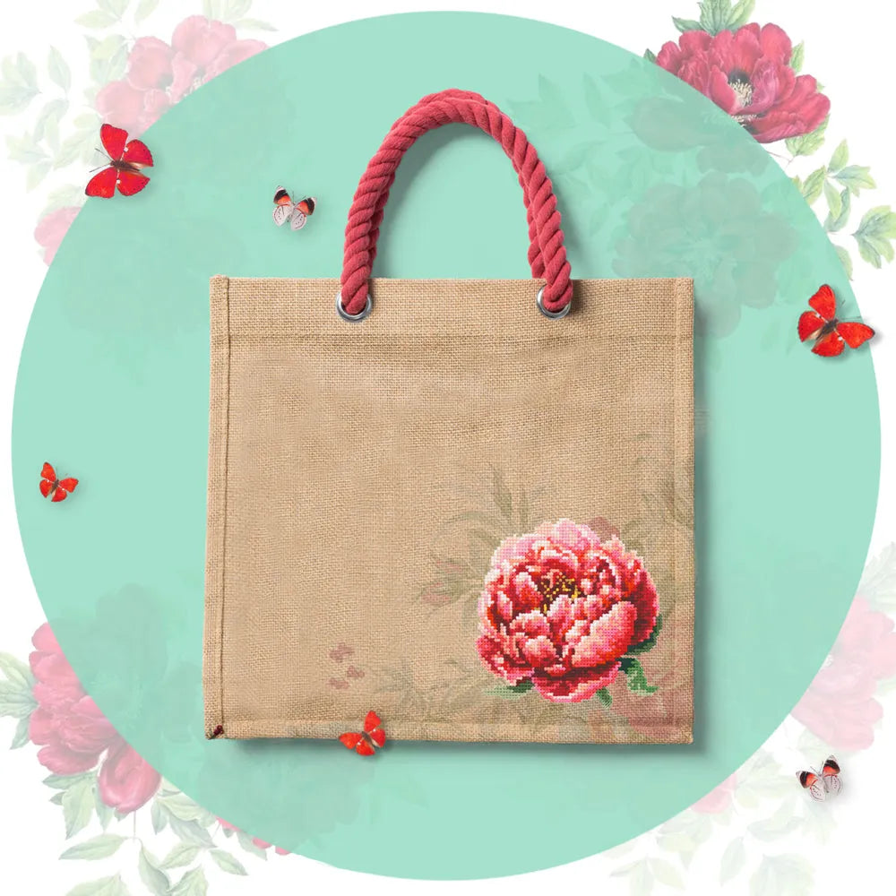 Red Peony Counted Cross Stitch Kit by Magic Needle 150-009
