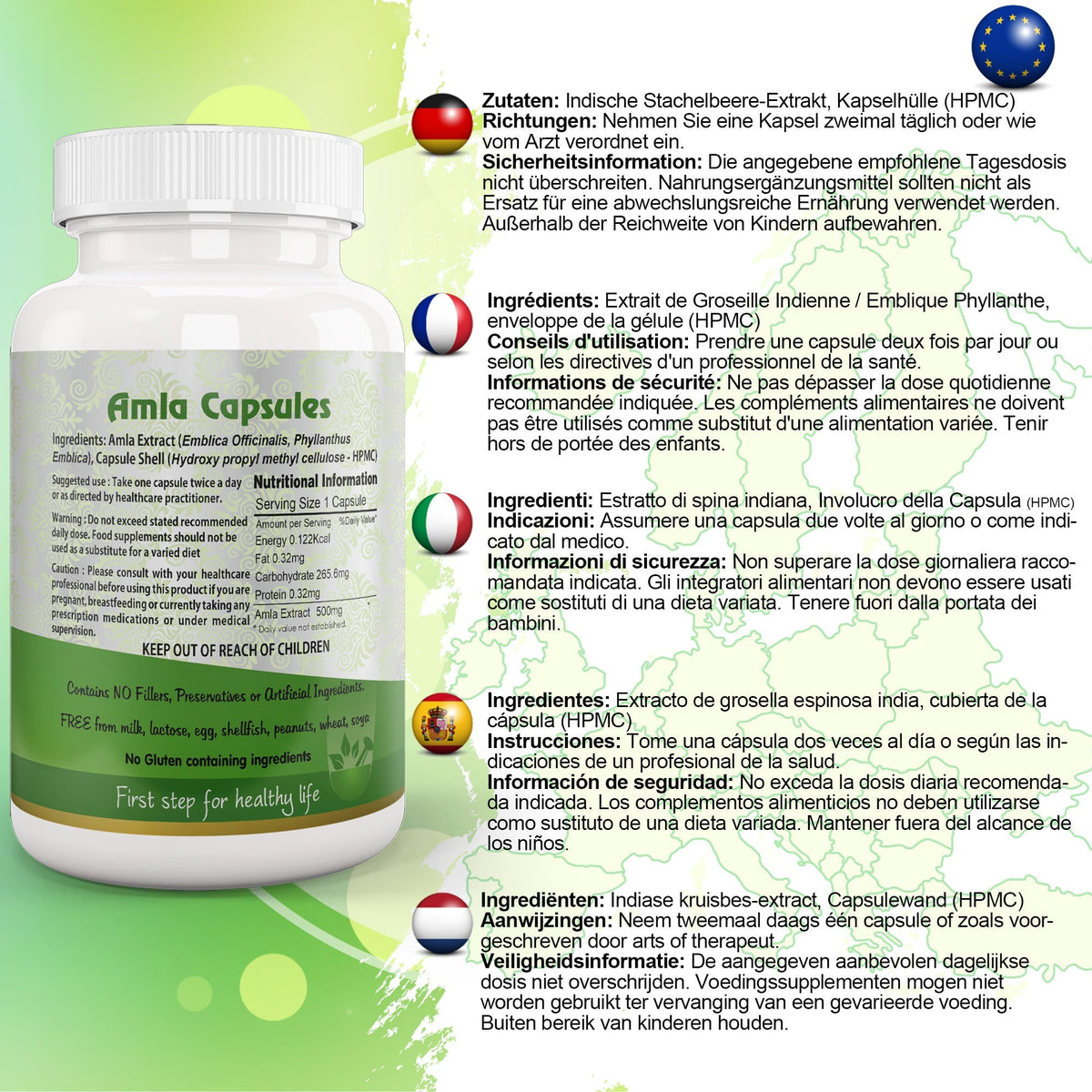 Aushadh Amla Capsules (Indian Gooseberry, Amalaki) Antioxidant Wellness Support - Vegan, Gluten Free, Non-GMO, 60 Capsules
