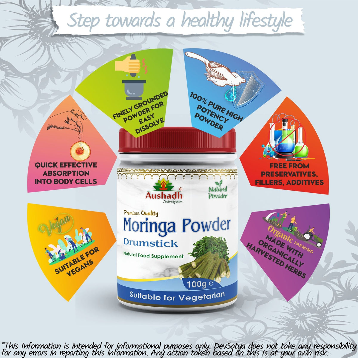 Aushadh Moringa Powder 100 gram - Daily Vitality Support