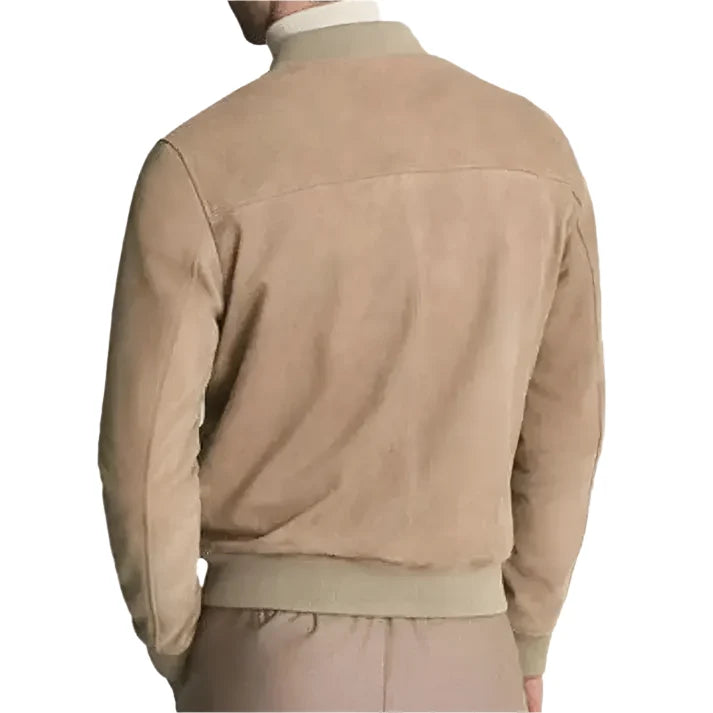 Men’s Brown Suede Leather Bomber Jacket