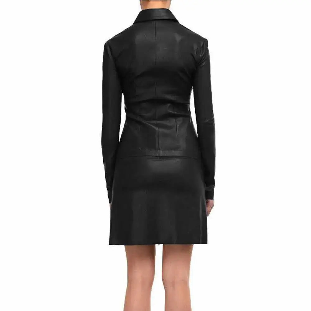 Women’s Black Leather Mini Party Dress