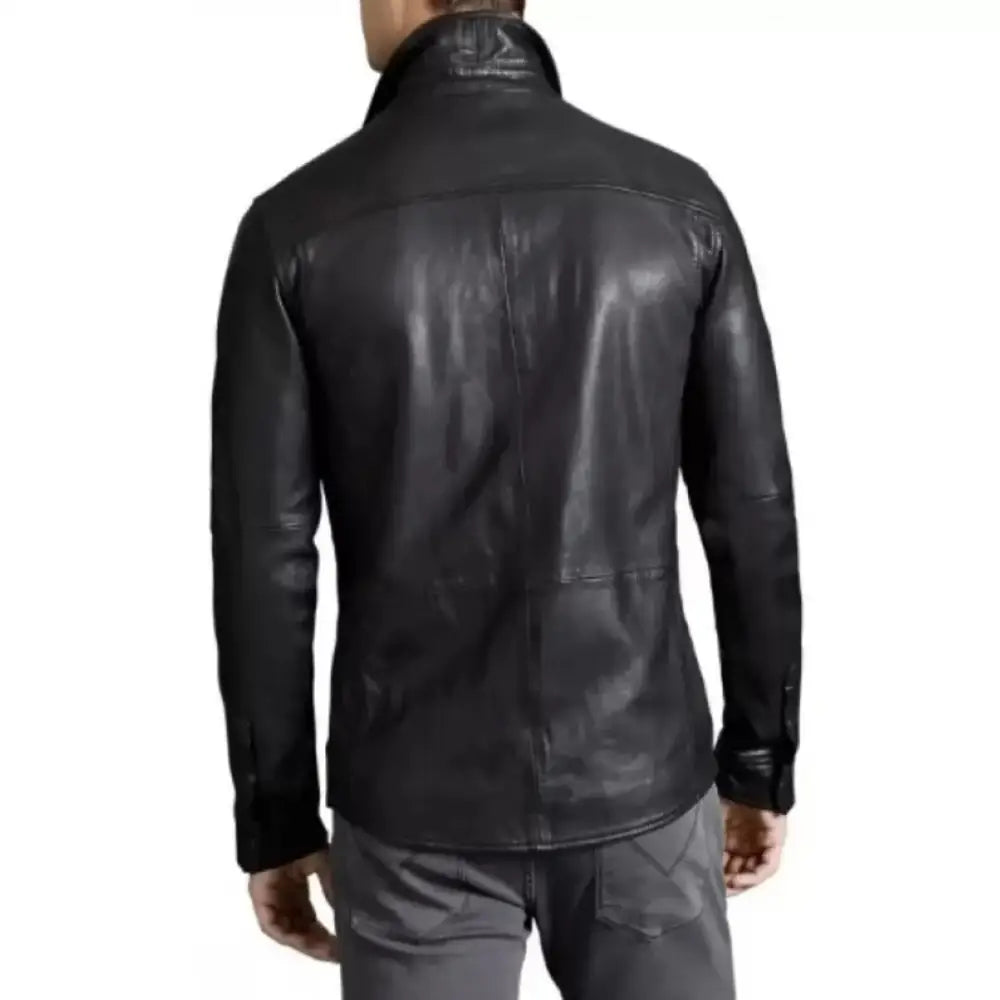 Men’s Black Real Sheepskin Leather Shirt