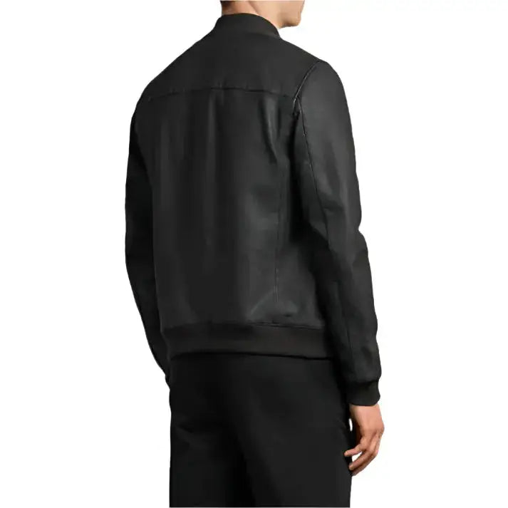 Men’s Wilt Black Leather Bomber Jacket