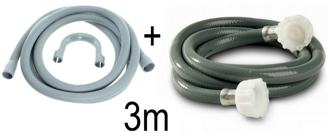Replacement Washing Machine Pipe Set 3m BSP Thread Fitting Water Flow Control