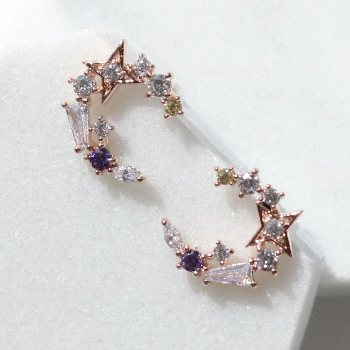 Blue moon star earrings