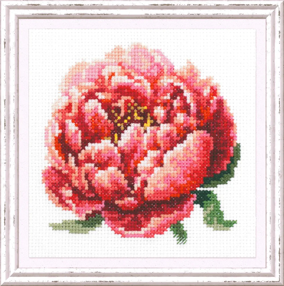 Red Peony Counted Cross Stitch Kit by Magic Needle 150-009