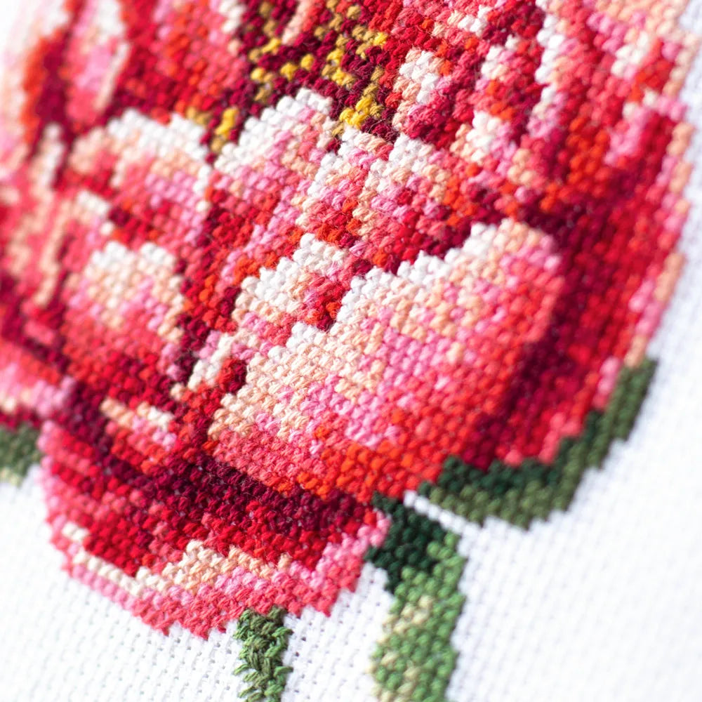 Red Peony Counted Cross Stitch Kit by Magic Needle 150-009
