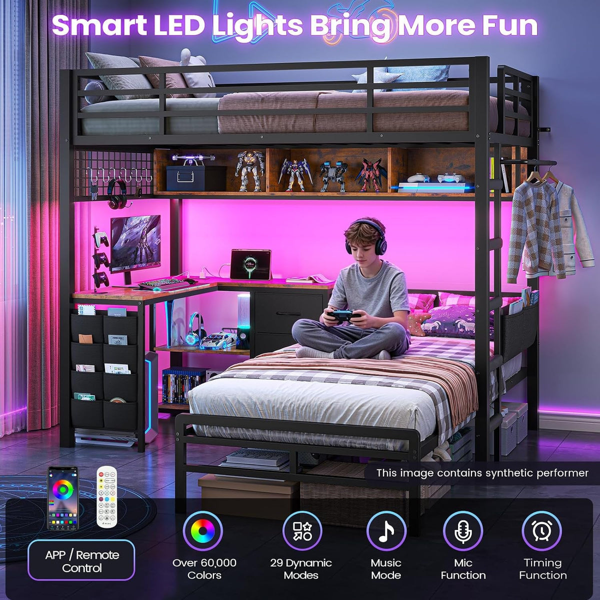 Black Twin Over Twin Bunk Bed Space Saving Storage Solution
