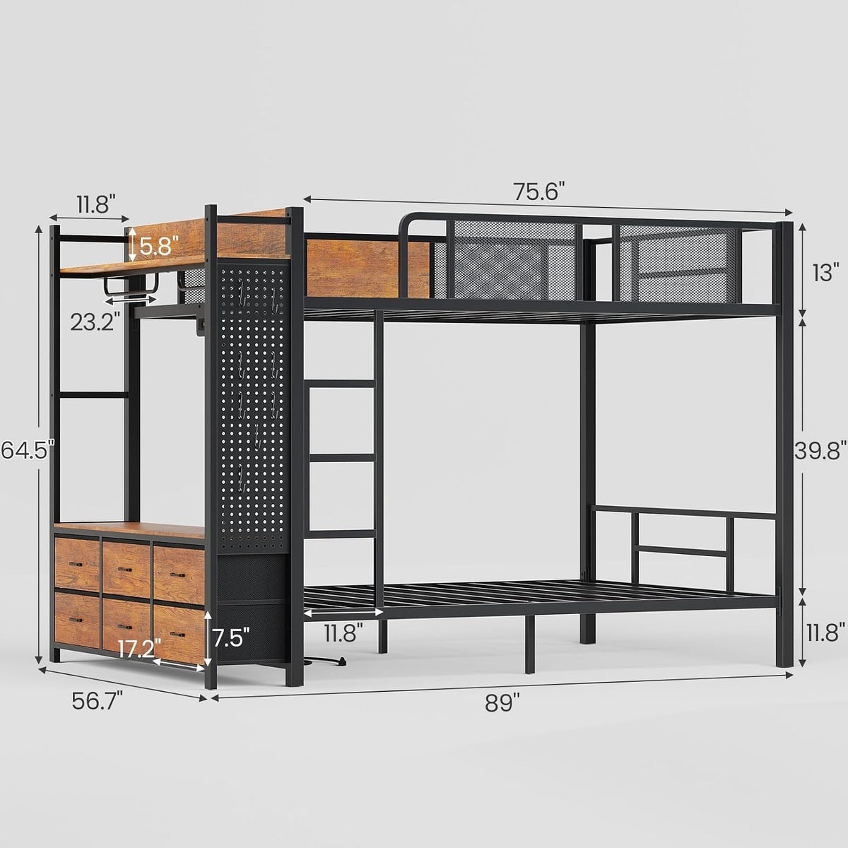 Rustic Brown Ultra Durable Full Over Full Bunk Bed System