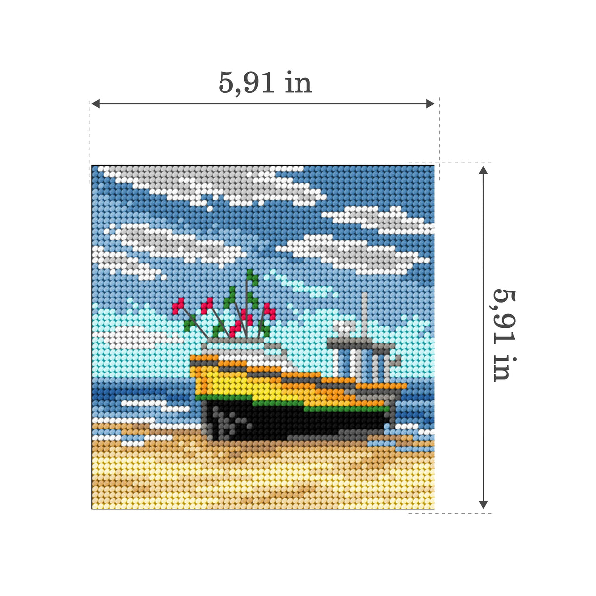 Gobelin canvas for halfstitch without yarn Boat 3533D