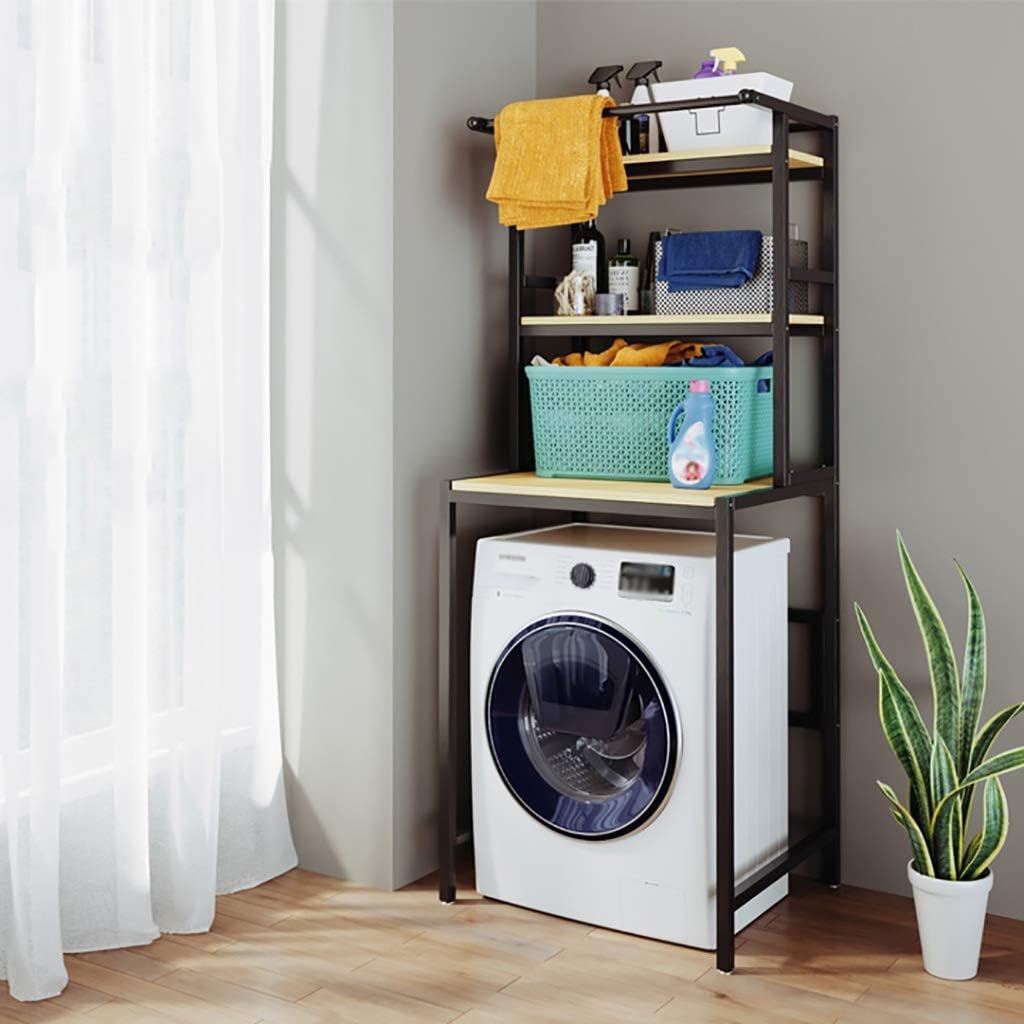 CARLA HOME 3-Tier Over Washing Machine Storage Rack Laundry Shelf Organiser for Bathroom or Toilet (Black)