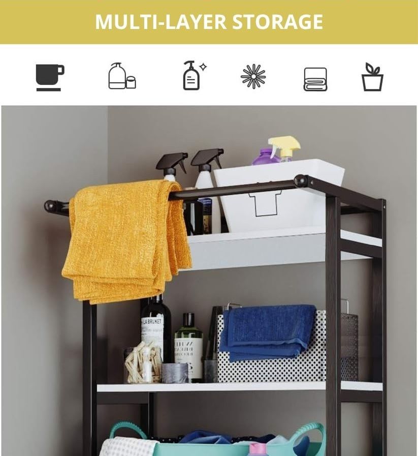 3-Tier Over Washing Machine Storage Rack Laundry Shelf Organiz - Black
