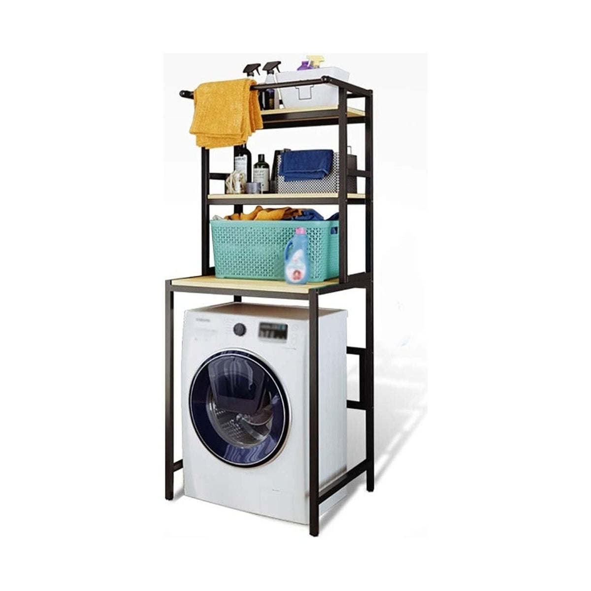 3-Tier Over Washing Machine Storage Rack Laundry Shelf Organiz - Black