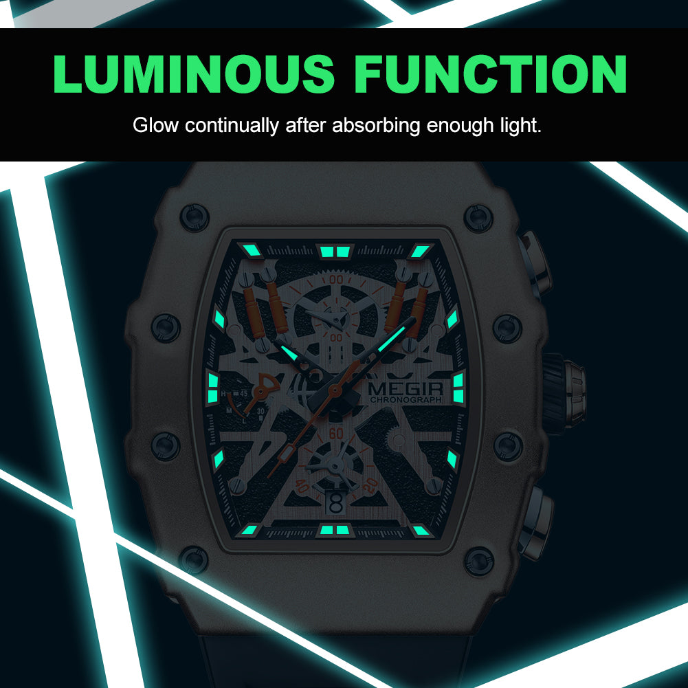 MEGIR Luxury Outdoor Sport Wristwatch for Men Silicone Waterproof Watches Quartz Military Watch Male Clock Chronograph 2218