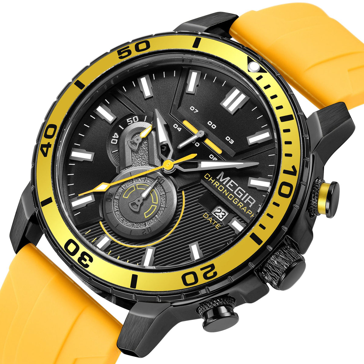MEGIR Luxury Military Watches for Men Fashion Sport Quartz Wristwatch Waterproof Silicone Band Male Clock Chronograph with Date 2224