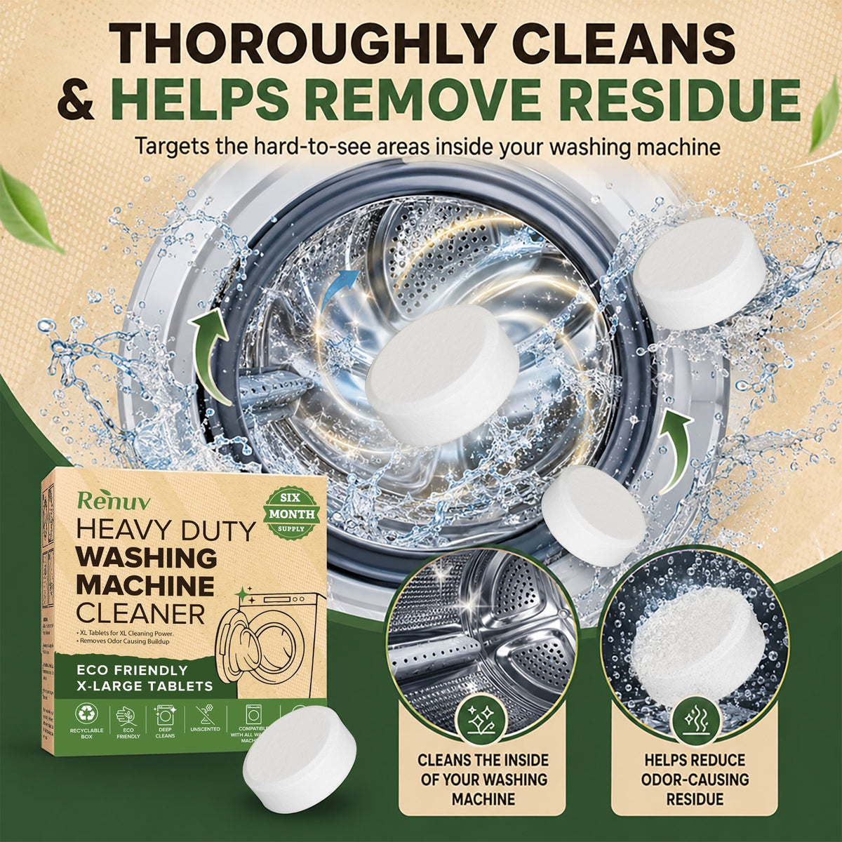 Washing Machine Cleaner Descaler Tablets - 6 XL Tablets