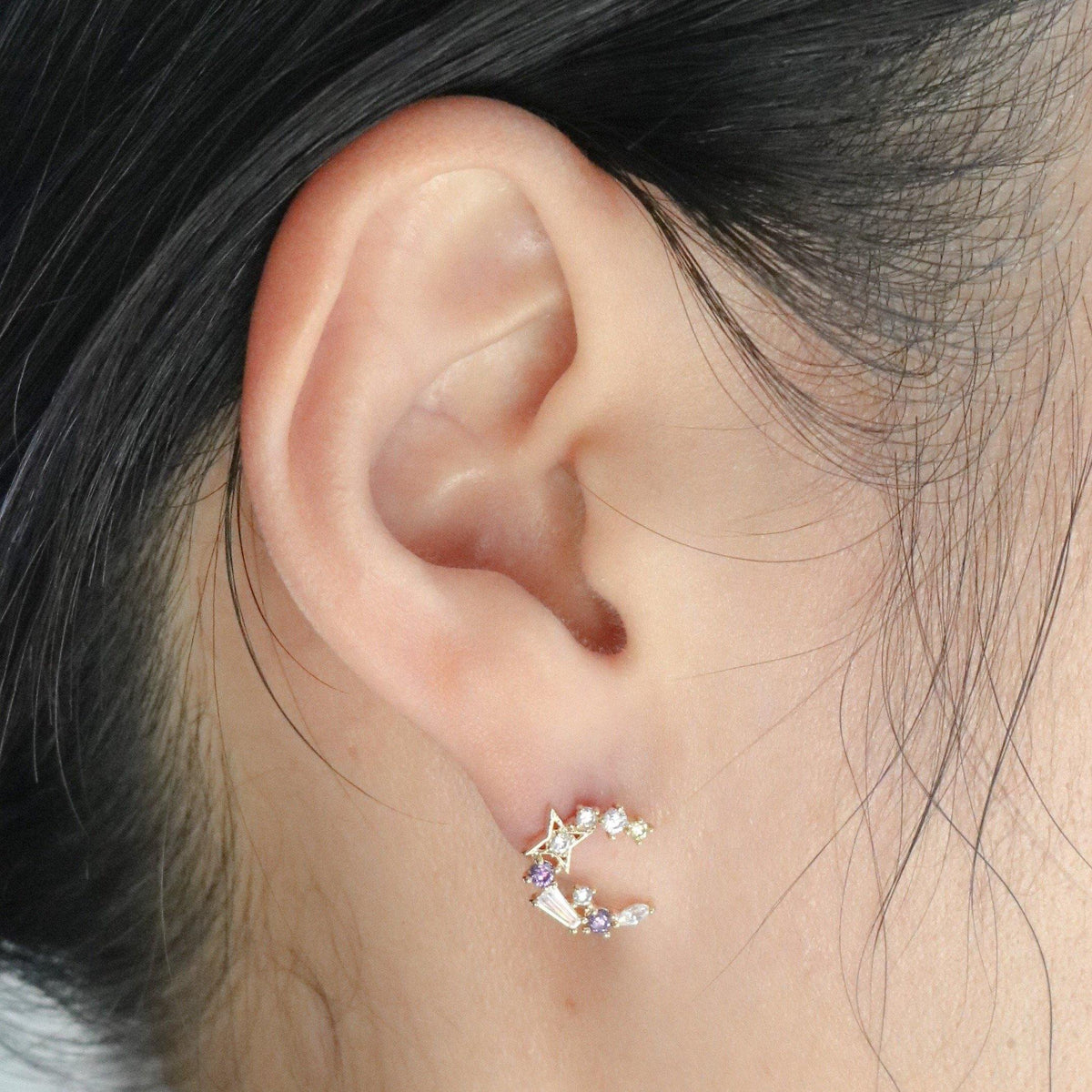 Blue moon star earrings
