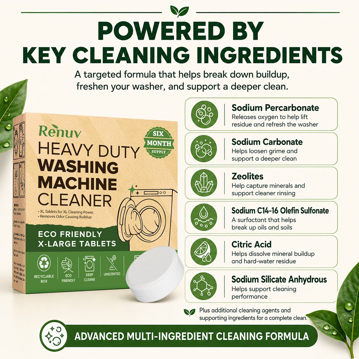Washing Machine Cleaner Descaler Tablets - 6 XL Tablets