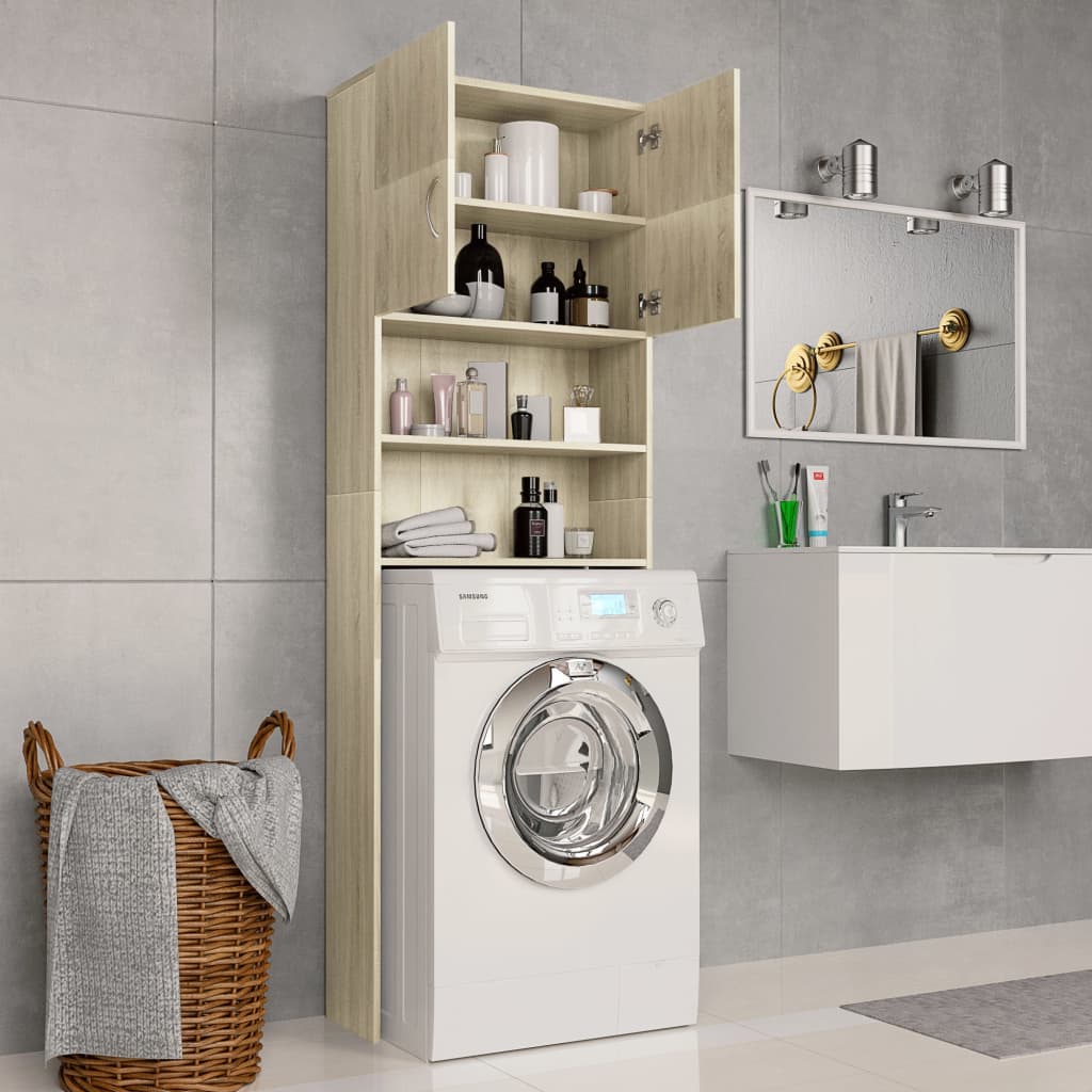 NNEVL Washing Machine Cabinet Sonoma Oak 64x25.5x190 cm Chipboard