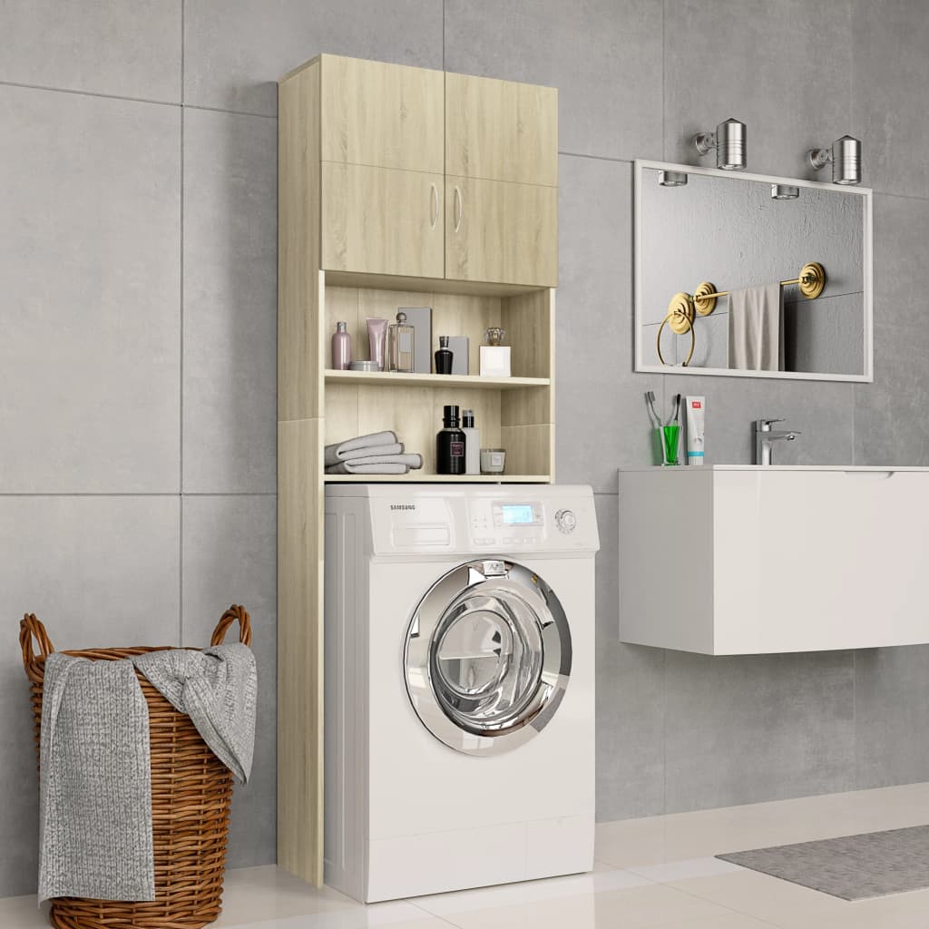 NNEVL Washing Machine Cabinet Sonoma Oak 64x25.5x190 cm Chipboard