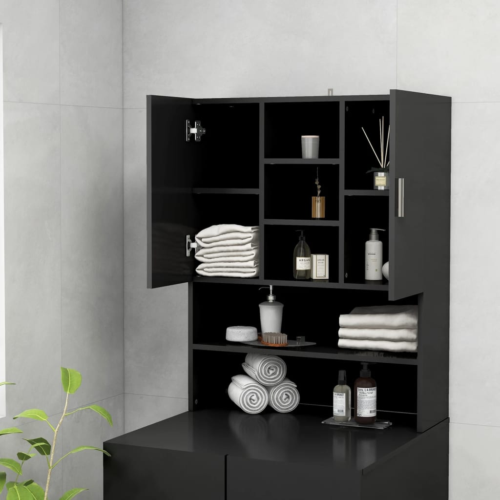 NNEVL Washing Machine Cabinet Black 70.5x25.5x90 cm