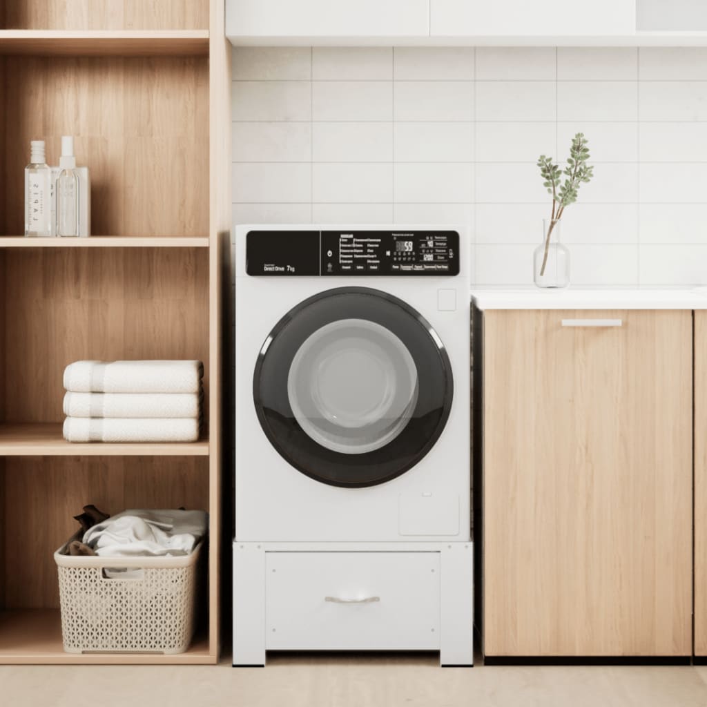 NNEVL Washing Machine Pedestal with Drawer White