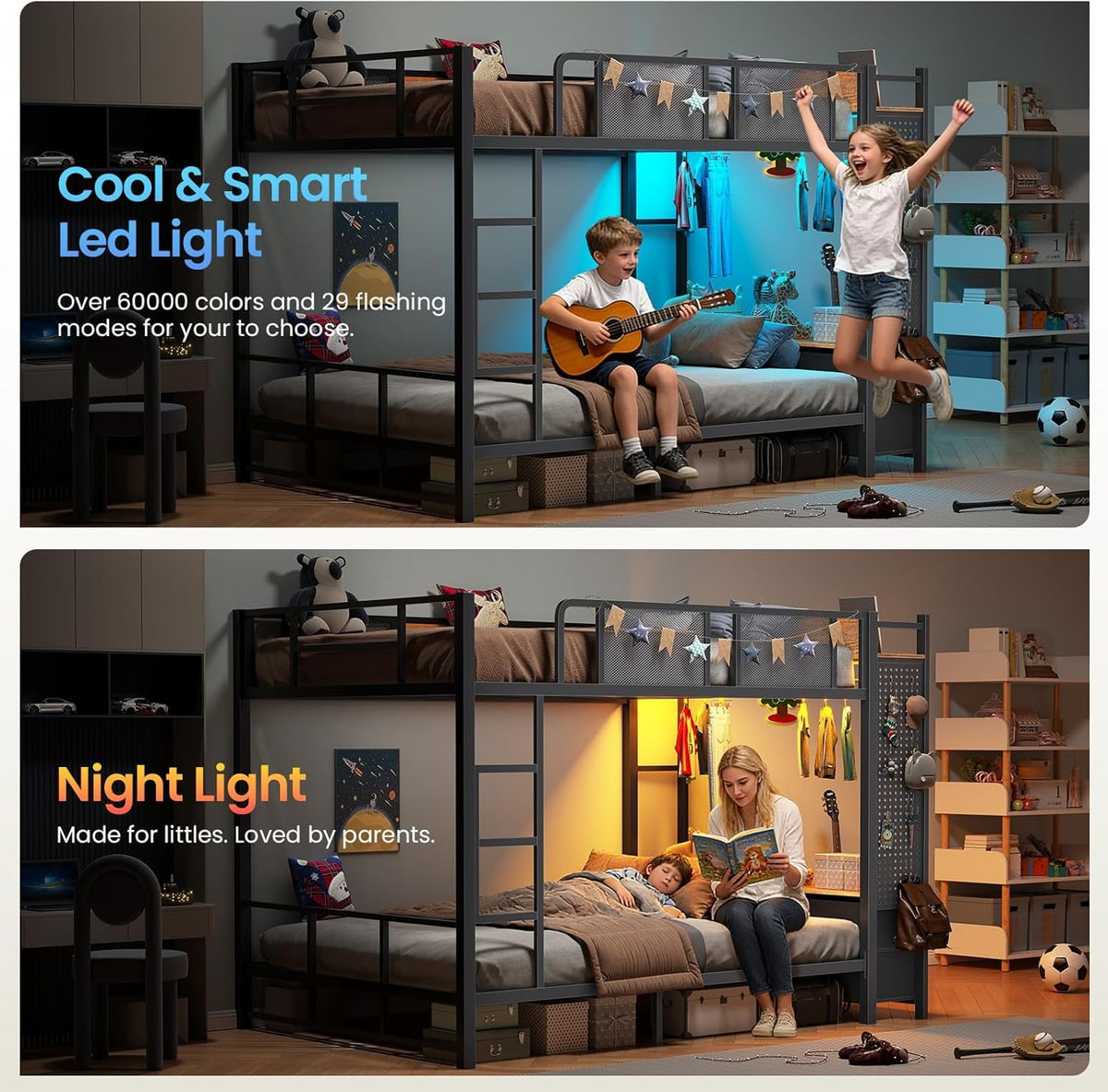 Rustic Brown Ultra Durable Full Over Full Bunk Bed System