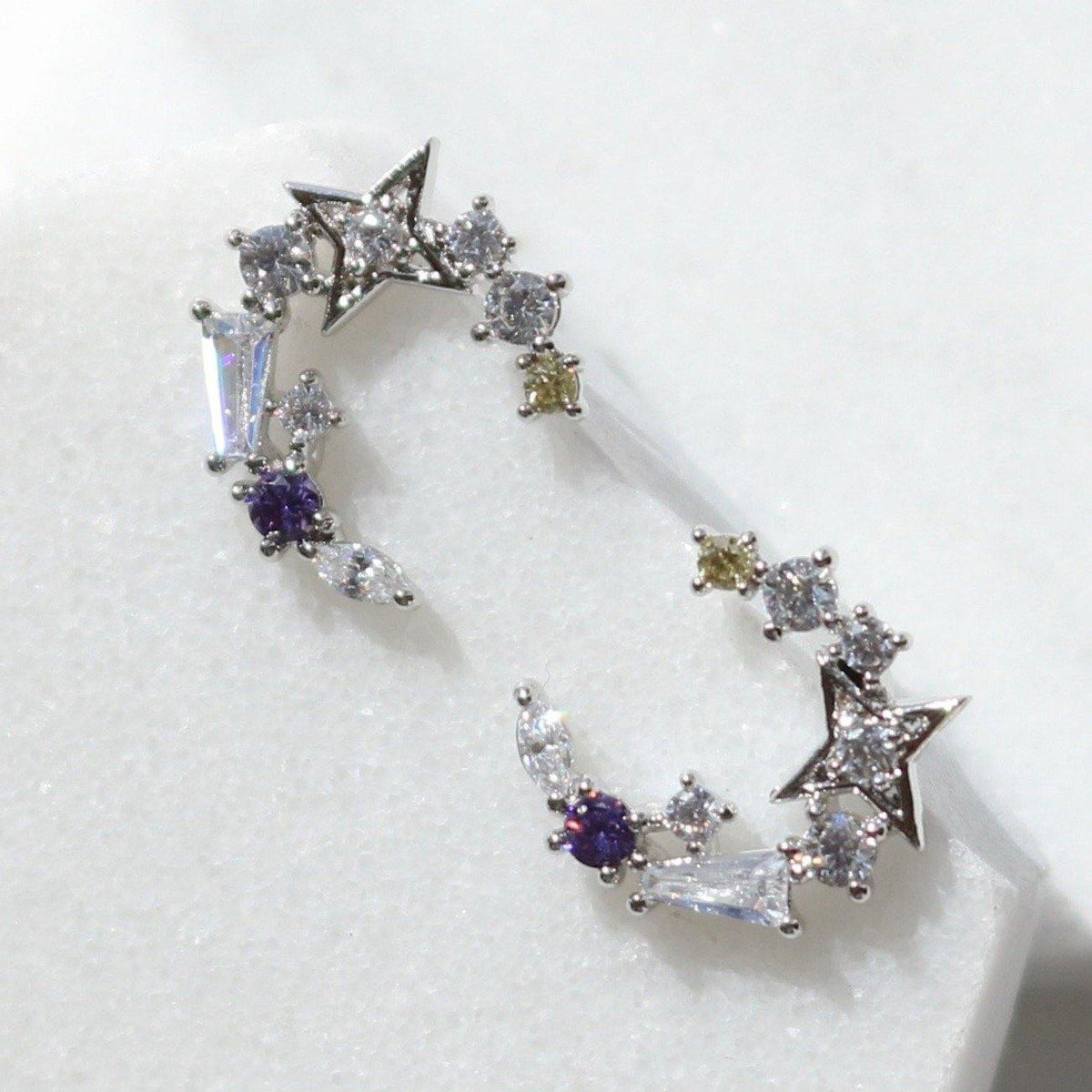 Blue moon star earrings