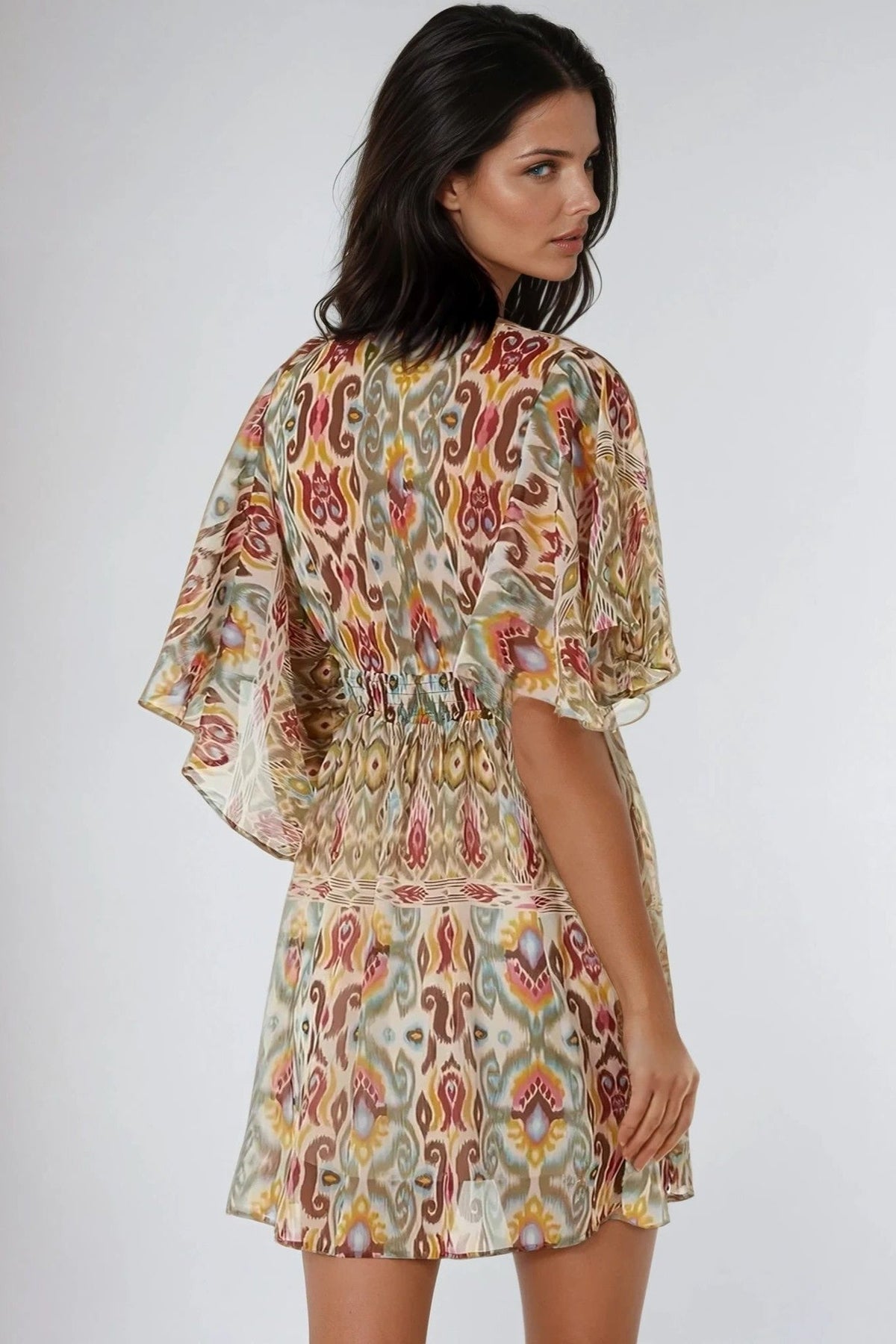 Khaki Tiered Mini Dress