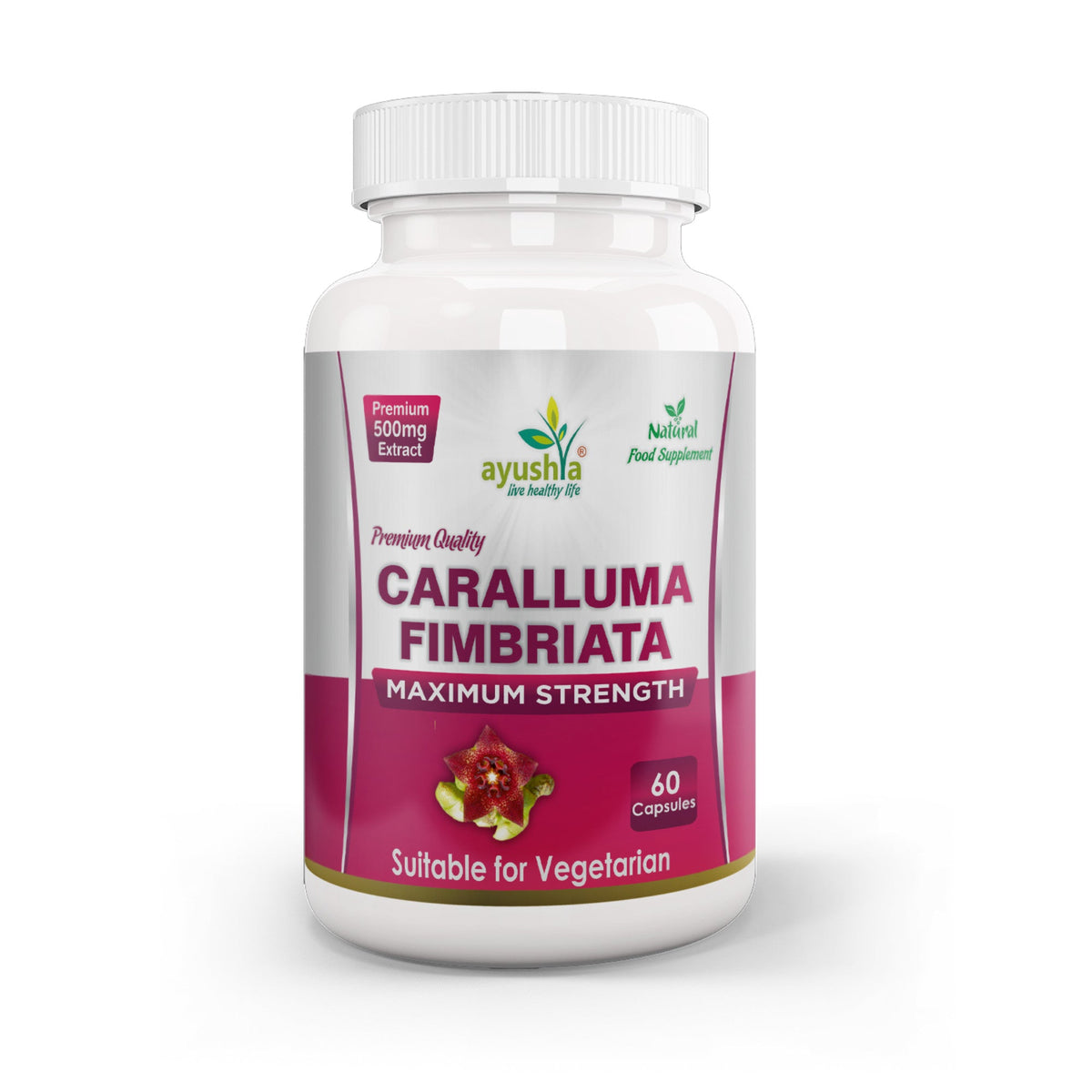 Ayushya Caralluma Fimbriata Capsules (Famine Food) Appetite Balance Support - Vegan, Gluten Free, Non-GMO, 60 Capsules