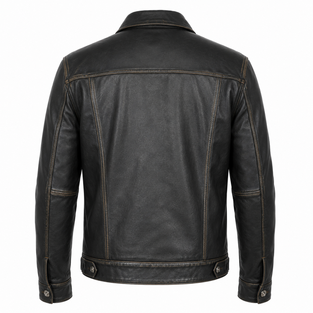 Men’s Long Sleeve Classic Black Leather Shirt