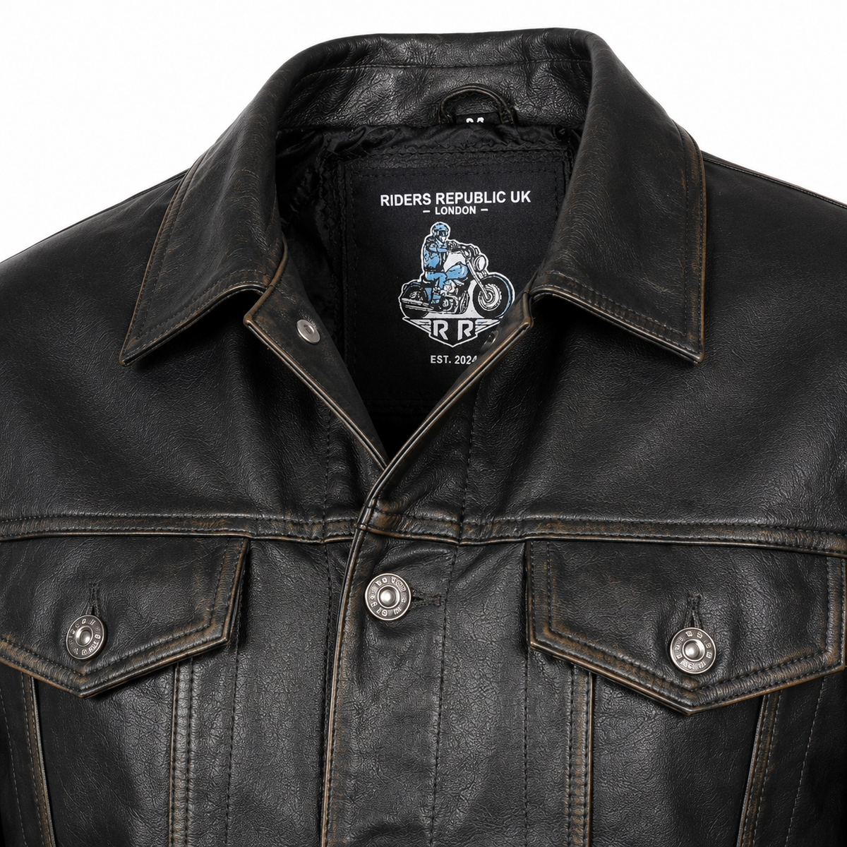 Men’s Long Sleeve Classic Black Leather Shirt