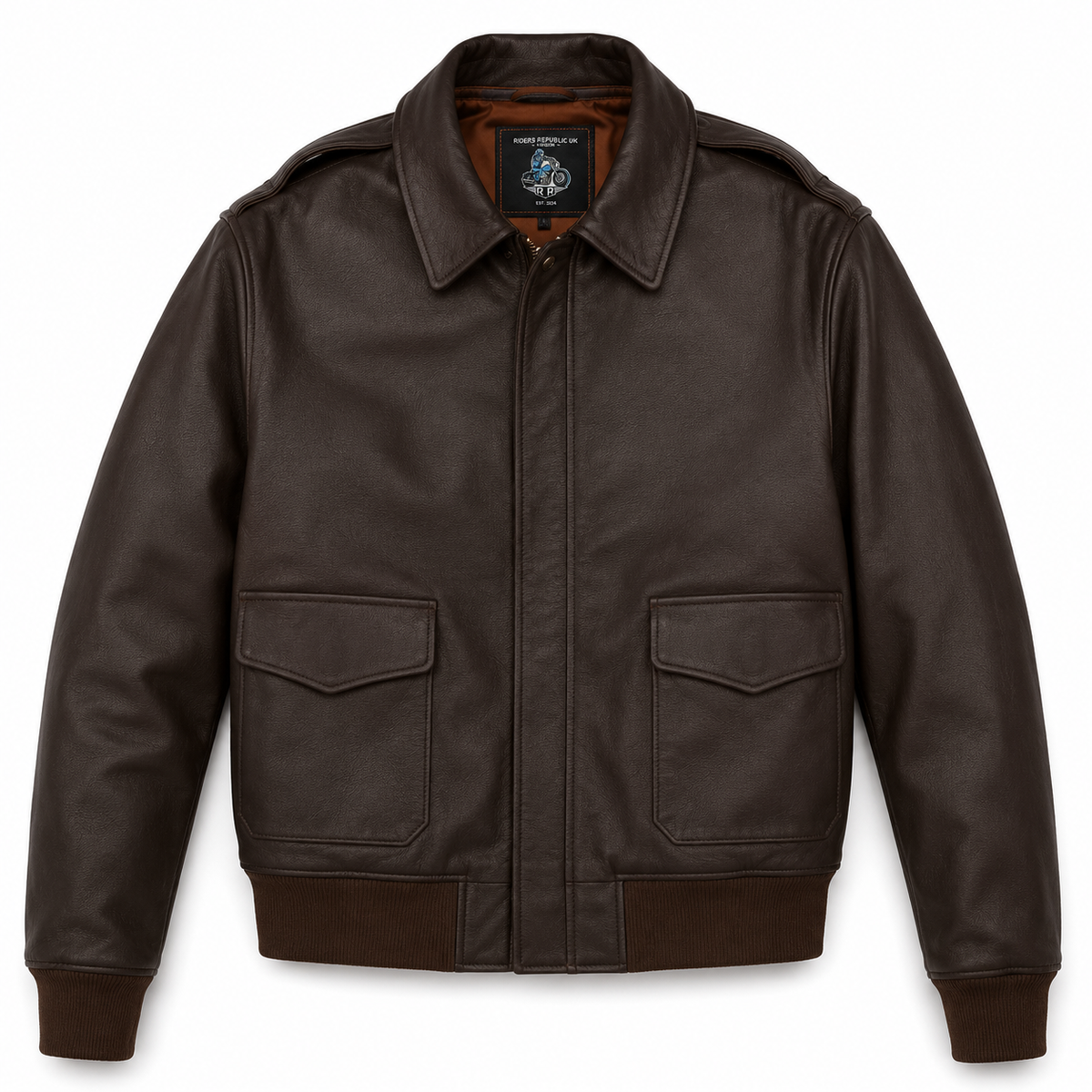 Men’s Wing Collar Leather Bomber Jacket