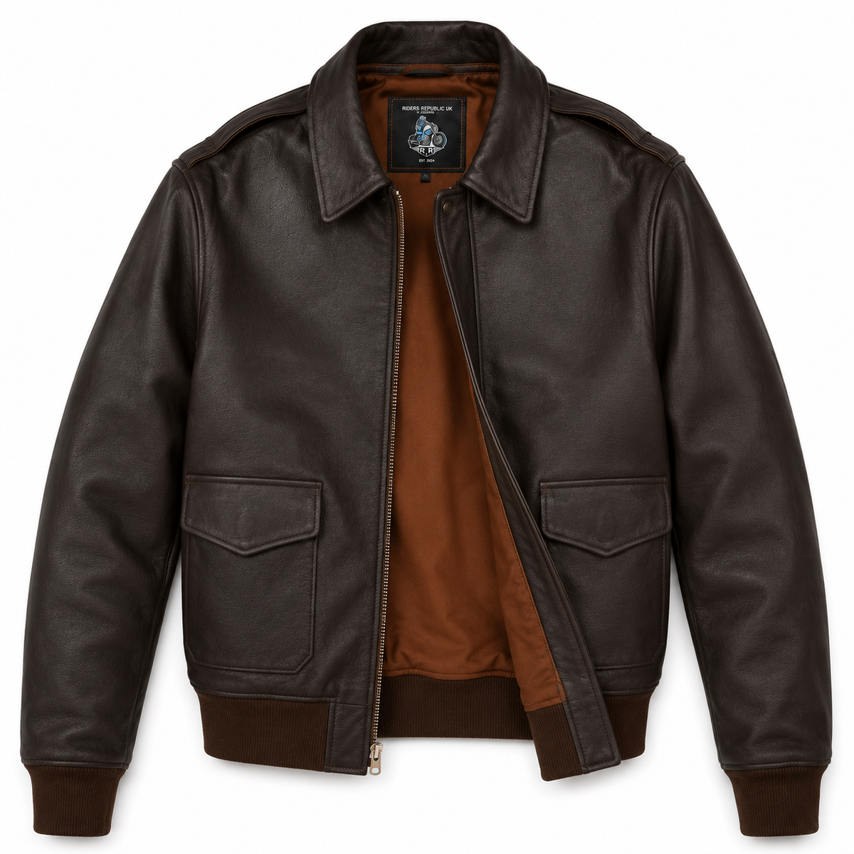 Men’s Wing Collar Leather Bomber Jacket