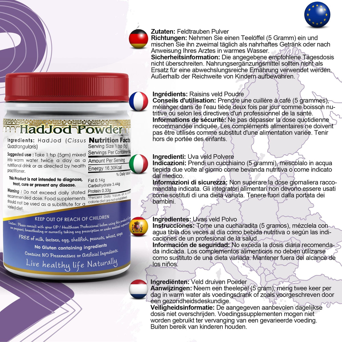 DivyaHerb Cissus Quadrangularis Powder 100 gram - Joint & Mobility Support