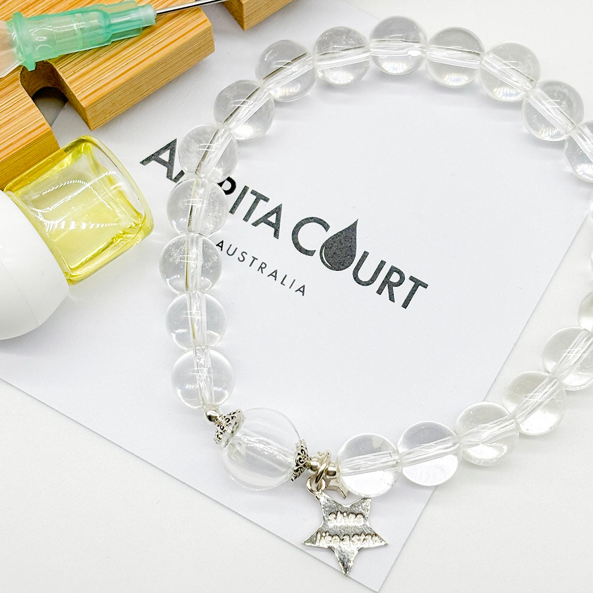 Sterling Silver Crystal Aroma Bracelet - Clear Quartz | Energy & Healing | Diffuser Jewellery | Gift for her