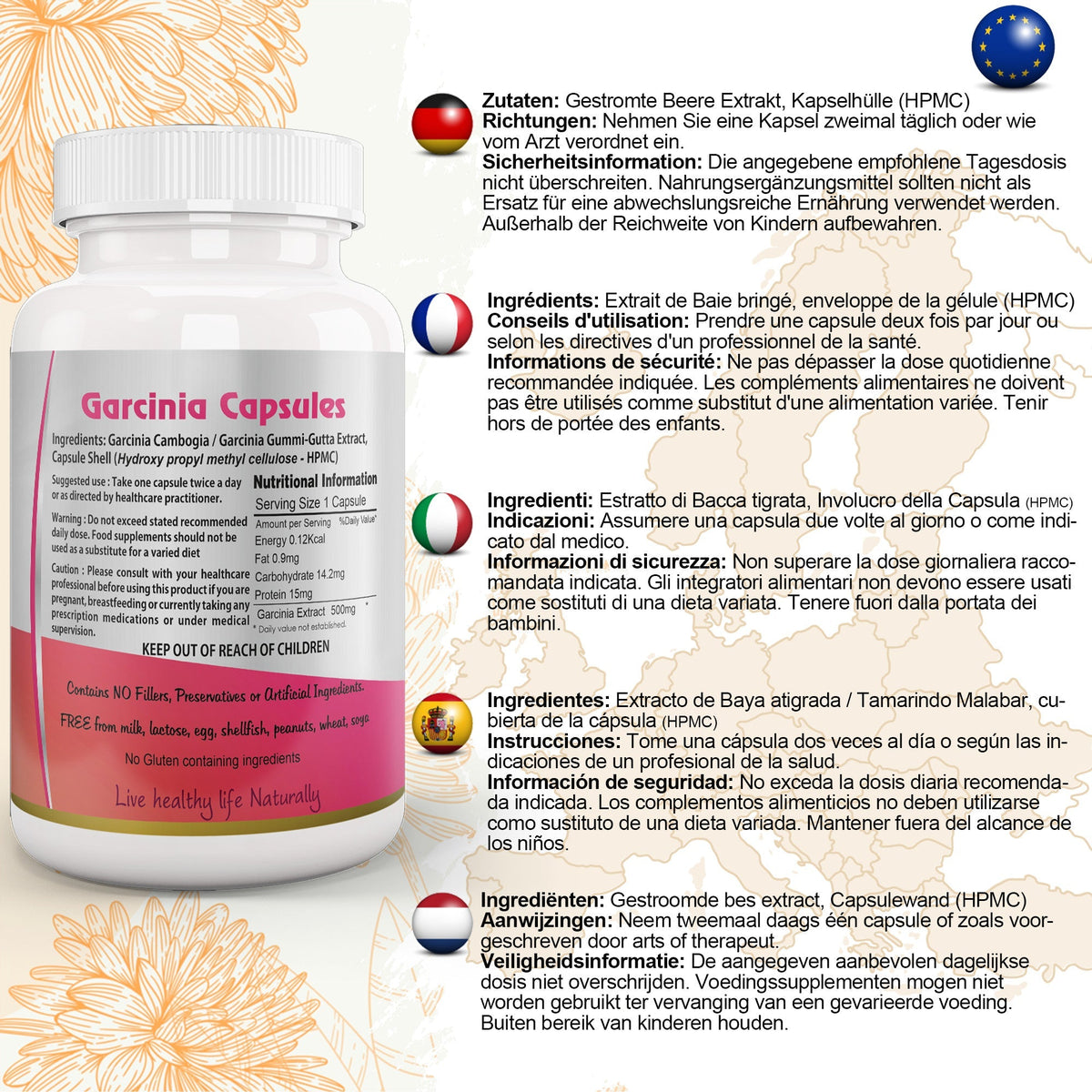 Ayushya Garcinia Cambogia Capsules (Malabar Tamarind) Healthy Weight Support - Vegan, Gluten Free, Non-GMO, 60 Capsules