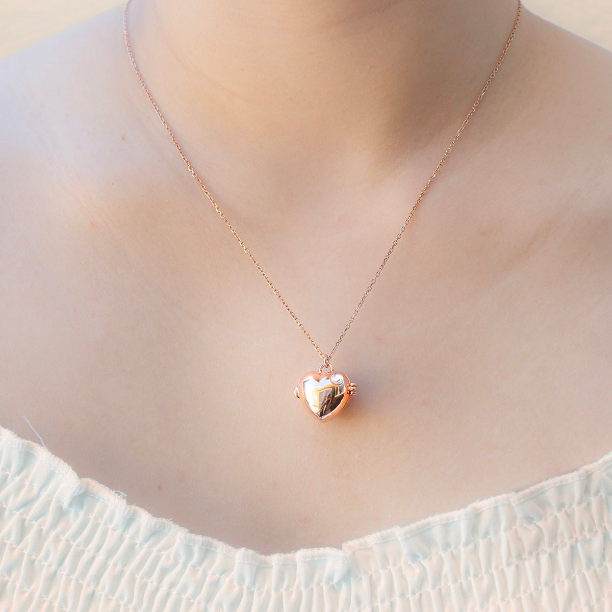 Love Heart Aroma Necklace | Energy & Healing | White Gold - Rose Gold | Love Gift
