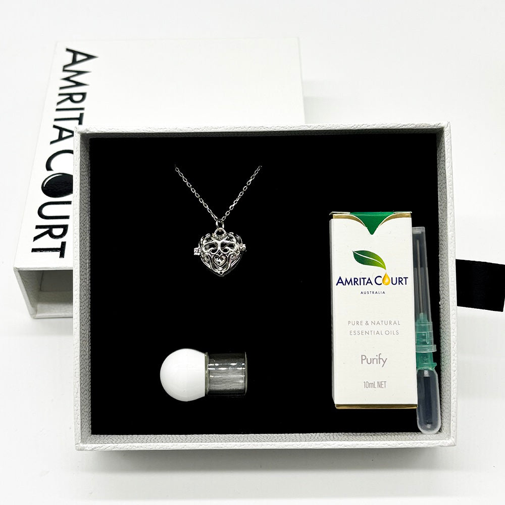 Love Heart Aroma Necklace | Energy & Healing | White Gold - Rose Gold | Love Gift