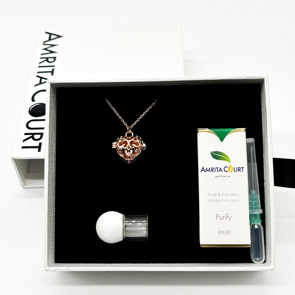 Love Heart Aroma Necklace | Energy & Healing | White Gold - Rose Gold | Love Gift