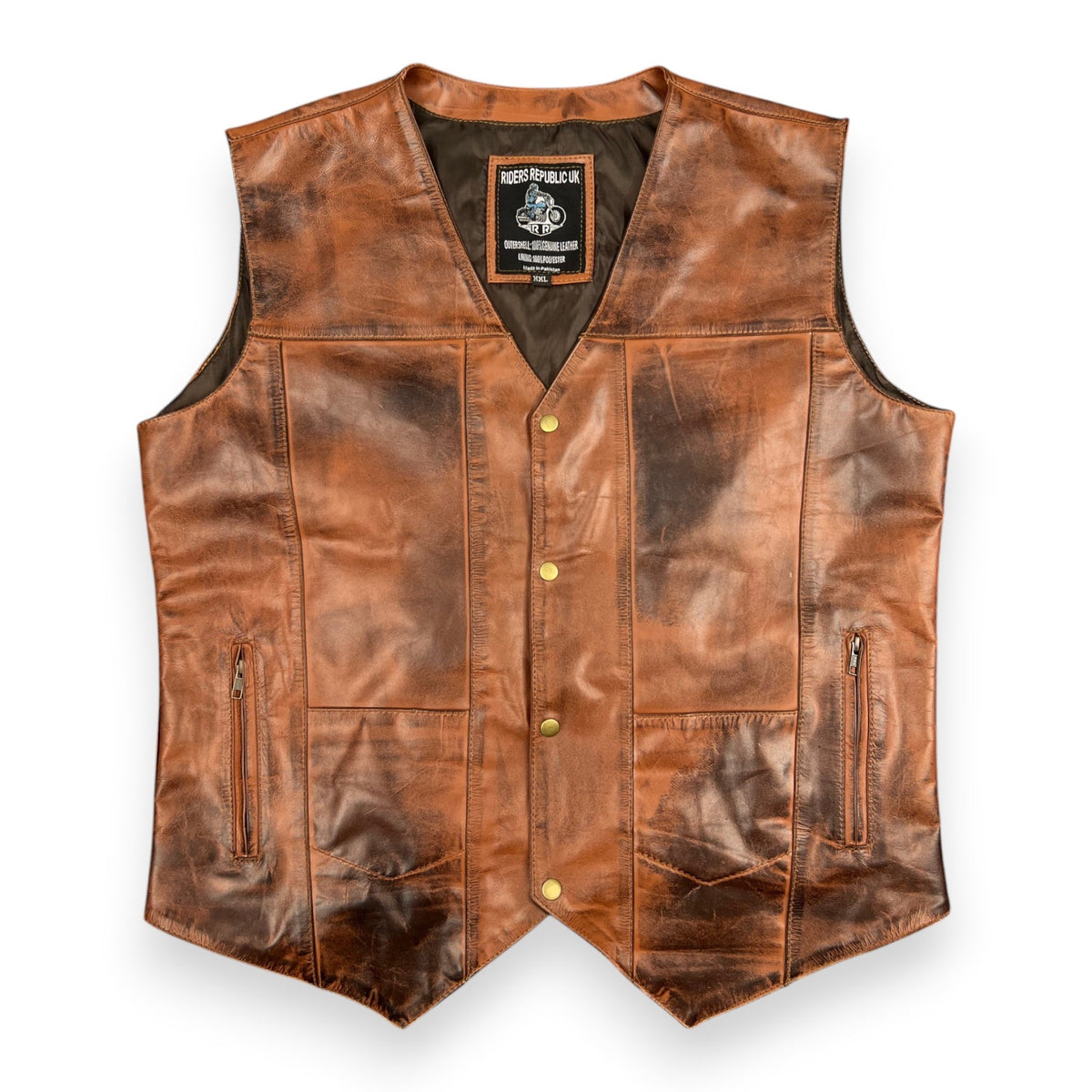 Men’s Waxed Brown Cowhide Fashion Leather Vest