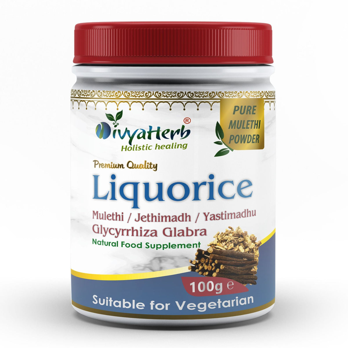 DivyaHerb Liquorice Root Powder 100 gram - Throat Comfort Support