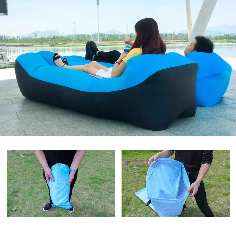 NNEOBA Trend Outdoor Products Fast Infaltable Air Sofa Bed Good Quality Sleeping Bag Inflatable Air Bag Lazy bag Beach Sofa 240*70cm