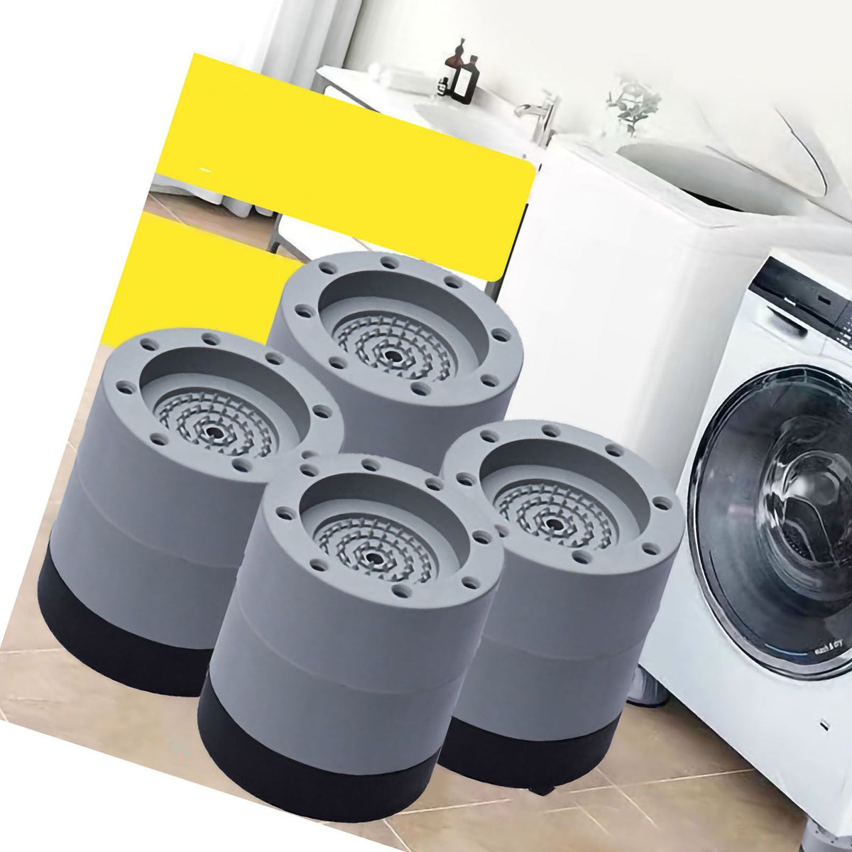 Wash Machine Feet Mat Shock Absorption Resin Fiber PVC Washing Machine Riser for Home Increase 6cm/2.4in