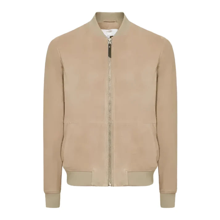 Men’s Brown Suede Leather Bomber Jacket