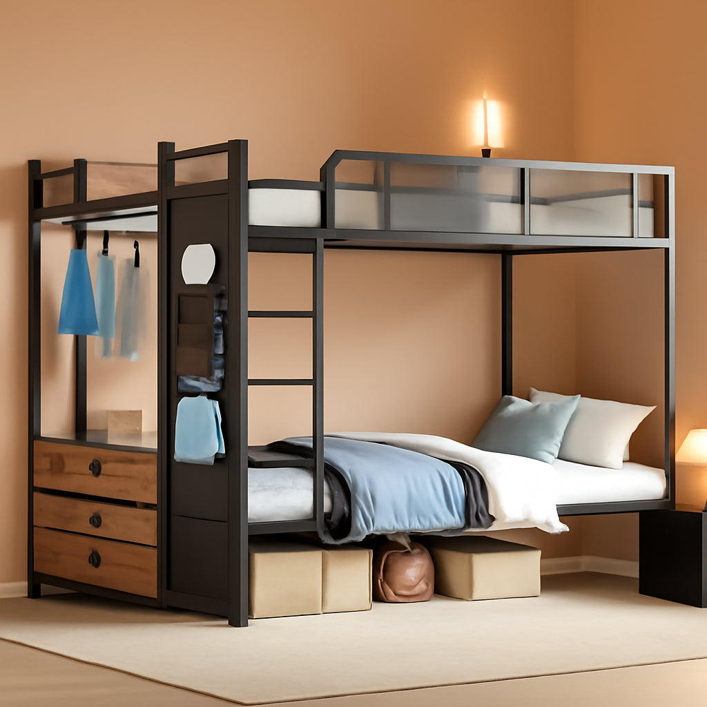 Rustic Brown Ultra Durable Full Over Full Bunk Bed System