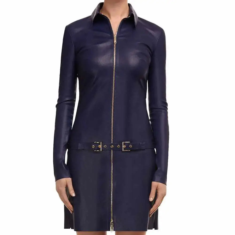 Women’s Black Leather Mini Party Dress