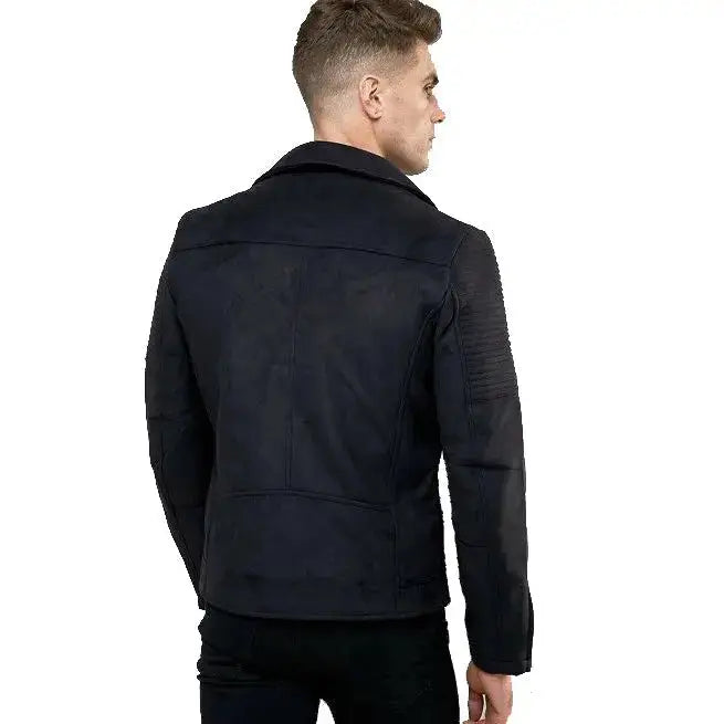 Men’s Black Suede Leather Motorcycle Jacket