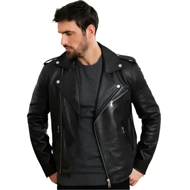 Men’s Black Quilted Leather Perfecto Jacket