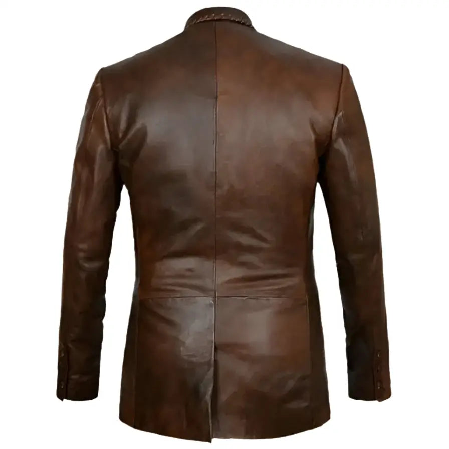 Men’s Distressed Brown Leather Blazer